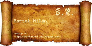 Bartek Milán névjegykártya